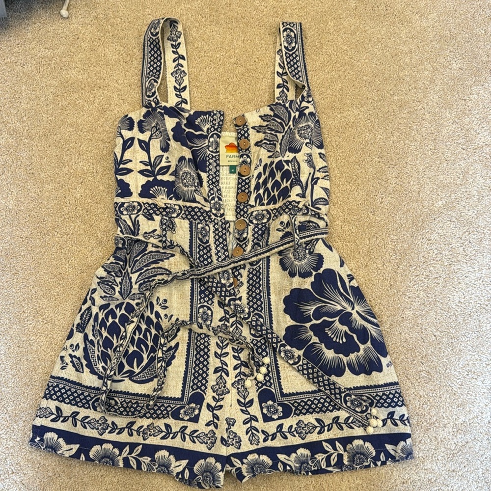 Farm Rio blue pineapple romper, size M